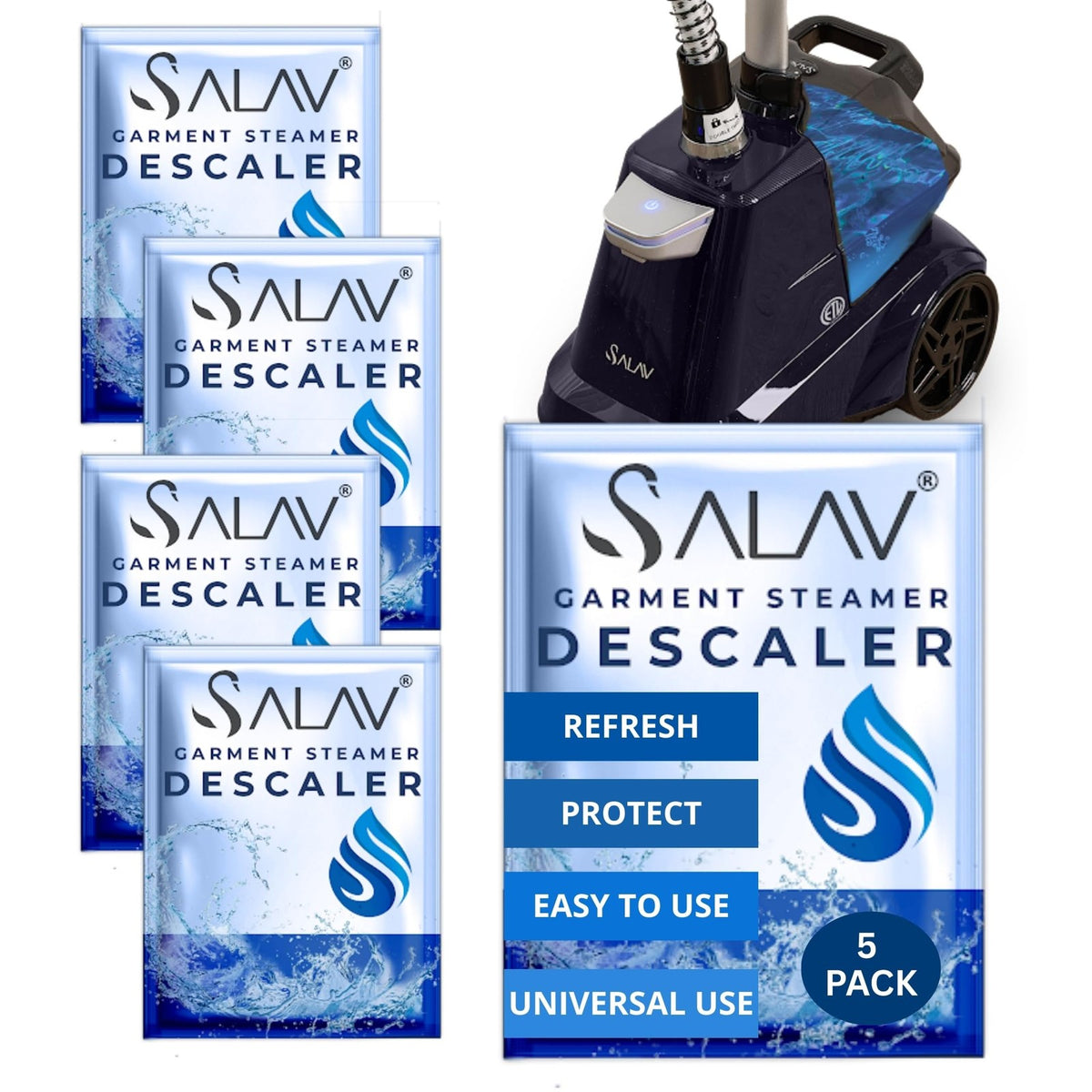 Garment Steamer Descaling Solution - Eco-Friendly Decalcifier Pack of 5