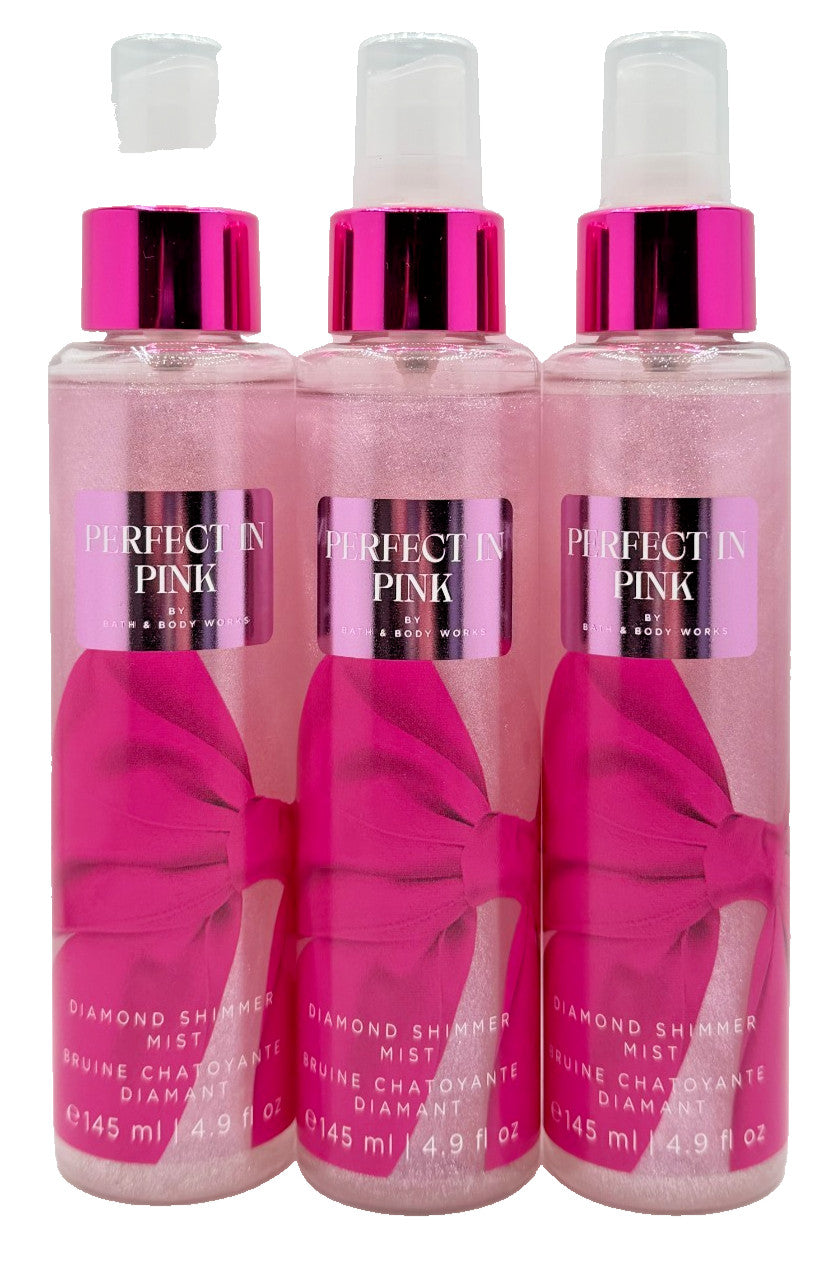 Bath & Body Works Pink Diamond Shimmer Mist Set - 3 Bottles, 4.9 oz Each