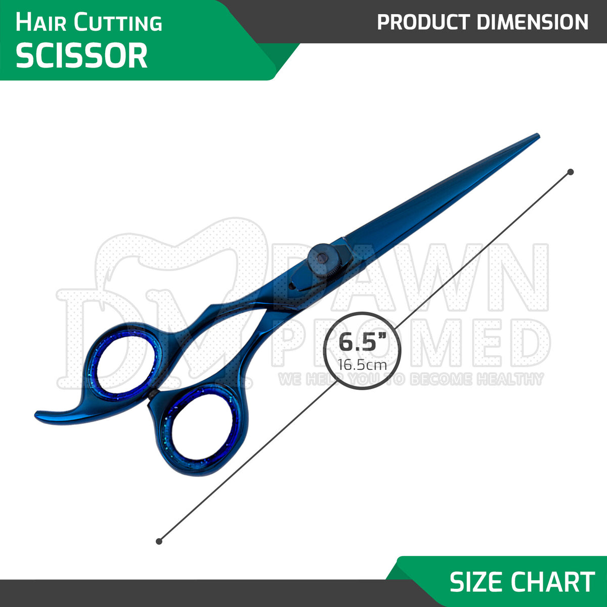 Professional Hair Cutting Scissors 6.5 inch Salon Shears Blue Plasma Coated