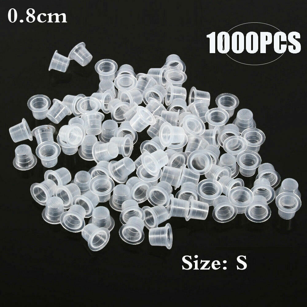 1000Pcs Ink Caps Small Plastic Cups for Tattoo Pigment Ink - 8mm