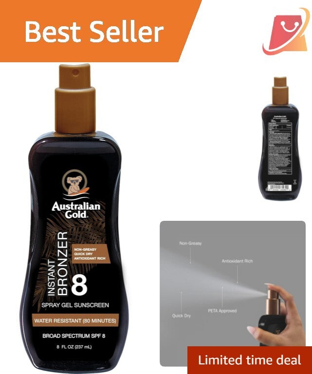 Moisturizing Sunscreen with SPF 8 and Instant Bronzer - Water Resistant
