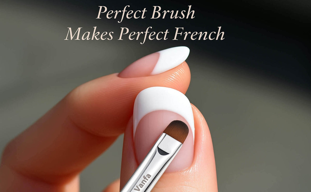 French Nail Brush Set with Black Handles - 2 Pack for Gel Cleanup