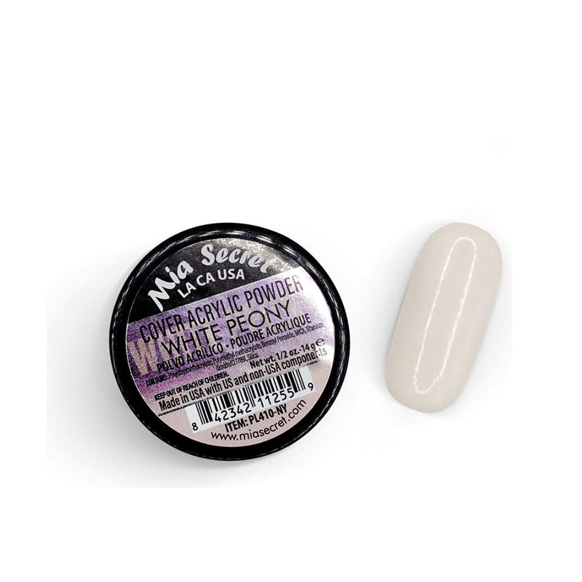 Acrylic Powder for Nail Art - White Peony Cover Powder - Multiple Sizes