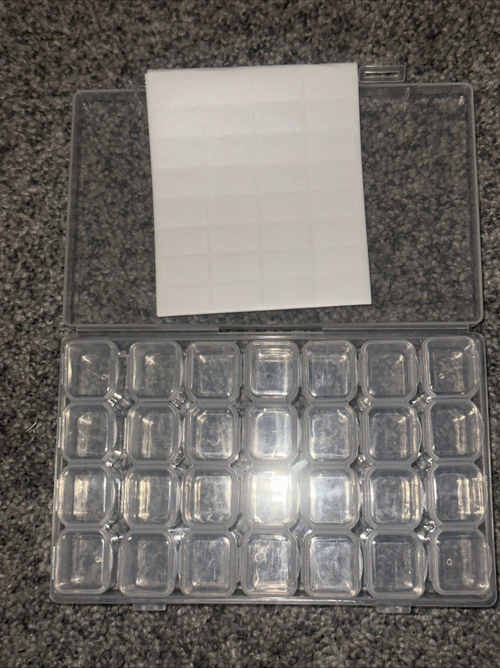 (2 Pack) 28-Grid Nail Art Storage Box with Clear Compartments & Labels, Rhinestones Organizer