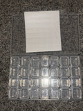 (2 Pack) 28-Grid Nail Art Storage Box with Clear Compartments & Labels, Rhinestones Organizer
