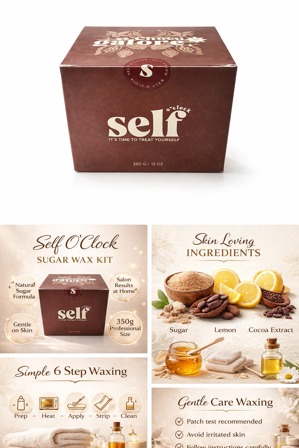 Sugaring Wax Kit for Hair Removal - Natural Sugar Wax for Sensitive Skin - Full Body at Home