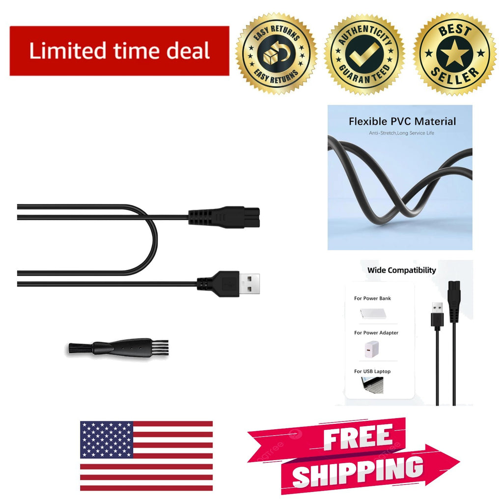 USB Charging Cable & Cleaning Brush for Manspot Trimmers - 3.3FT