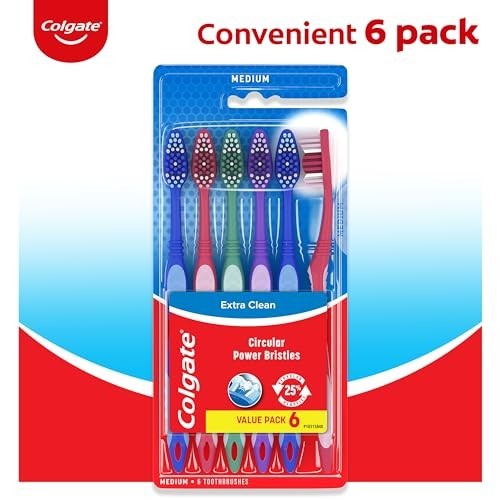 Medium Toothbrushes 6 Pack - Soft Bristle Oral Care for Adults
