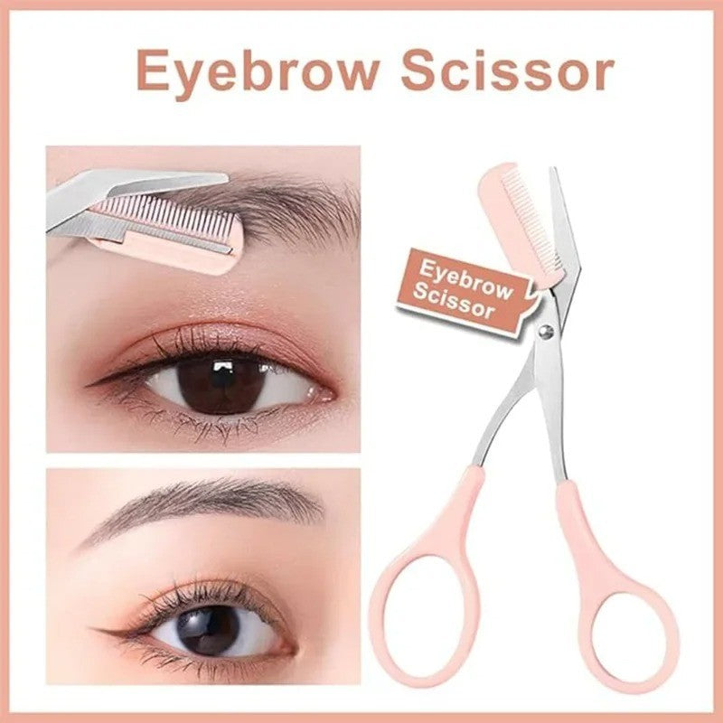 Eyebrow Trimmer Set with Curved Razor & Precision Scissors - Facial Grooming Tool