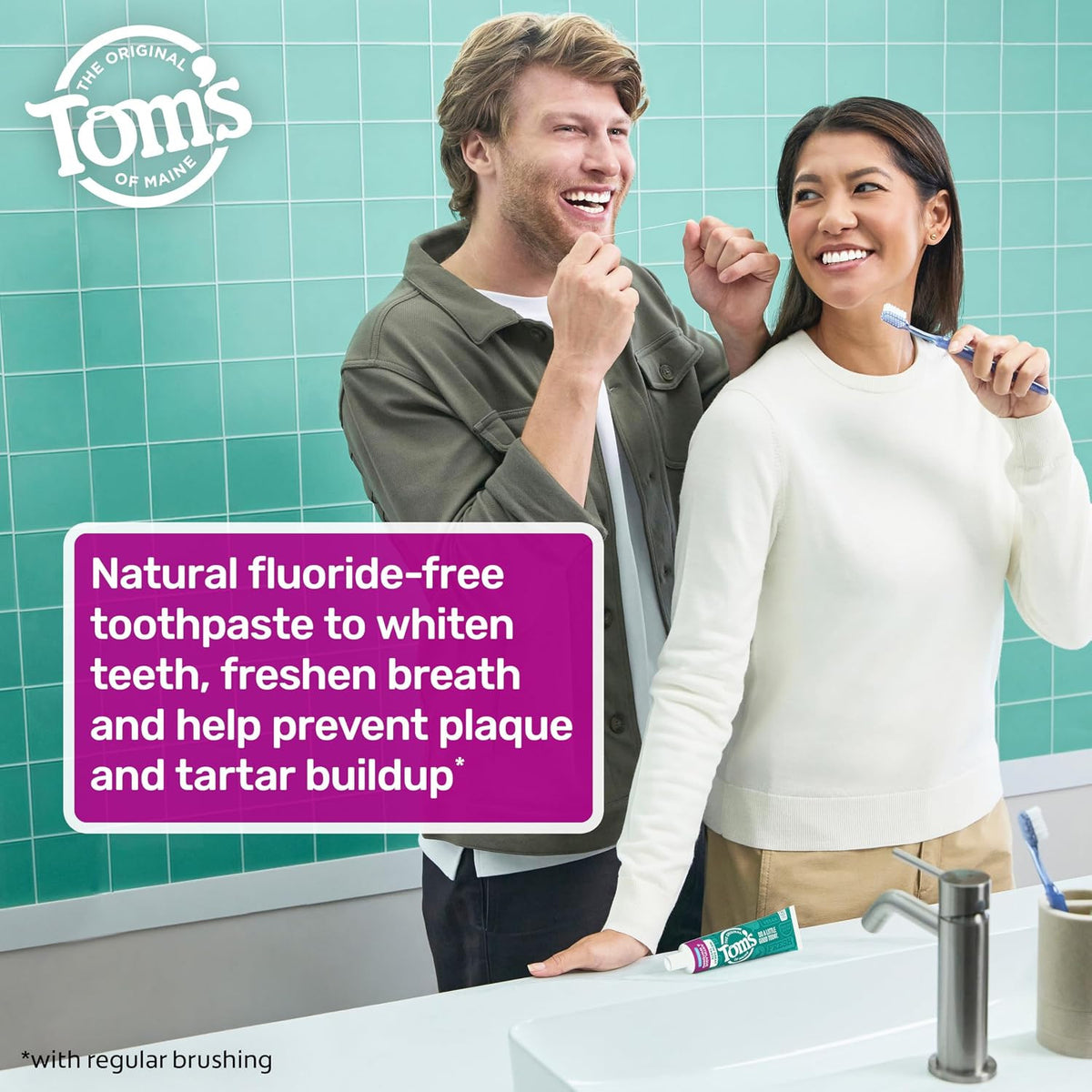 Peppermint Antiplaque & Whitening Toothpaste 2-Pack - Fluoride Free 5.5 Oz