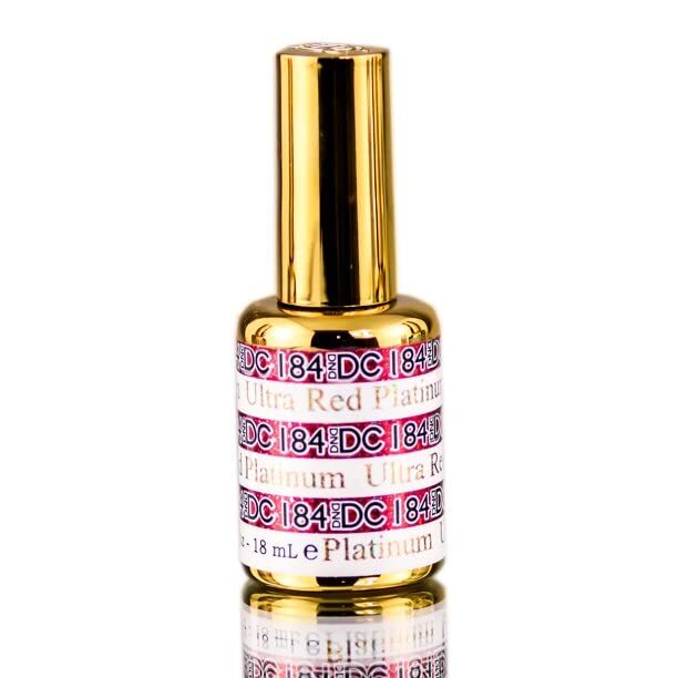 DND DC Platinum Ultra Red Glitter Gel Polish - LED/UV Long-Lasting 0.6oz
