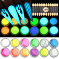 Glow in The Dark Pigment Powder for Nails and Art - 12 Colors Luminous Iridescent Acrylic Nail Powder