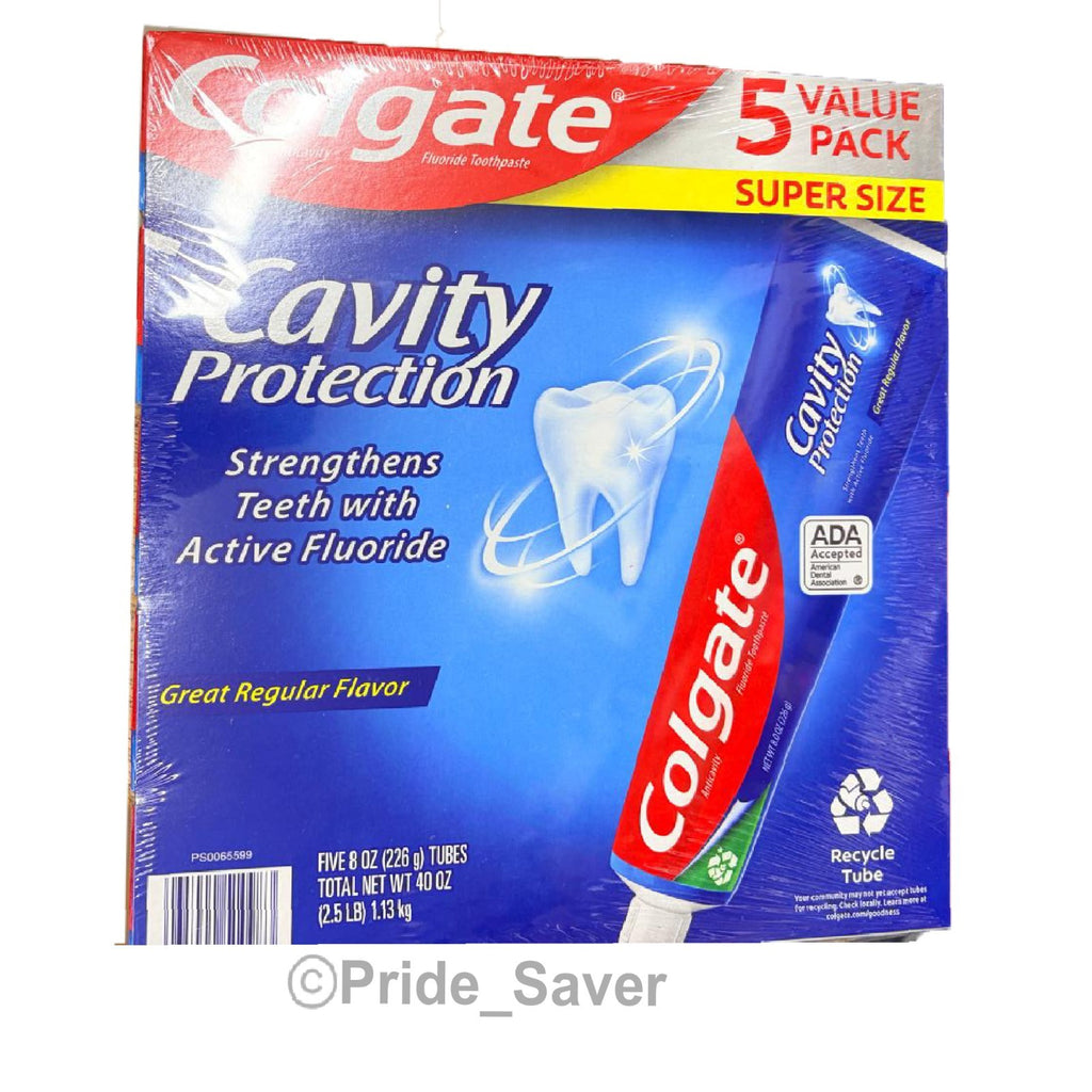 Colgate Anticavity Fluoride Toothpaste 8oz - Pack of 5, Fresh Mint Flavor