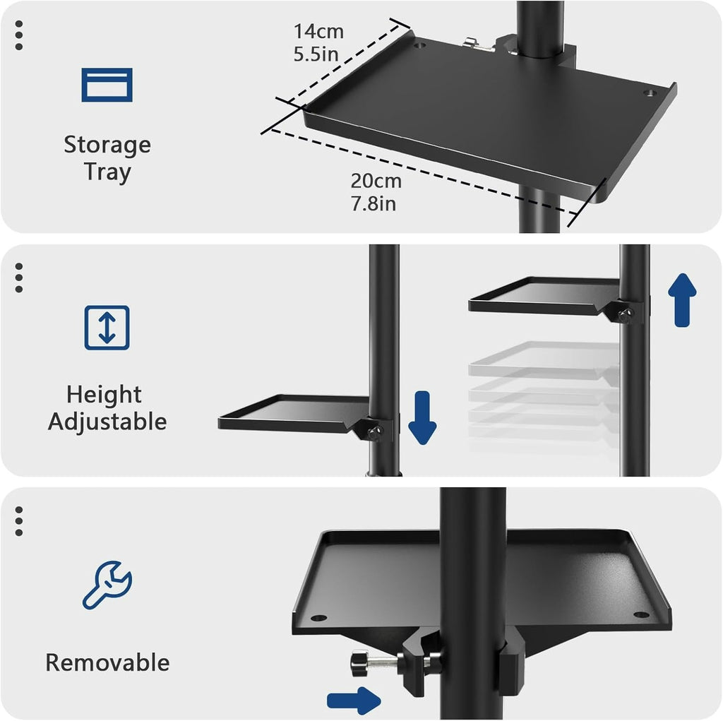 Salon Service Tray with 2 Levels and 360° Casters - Adjustable Height