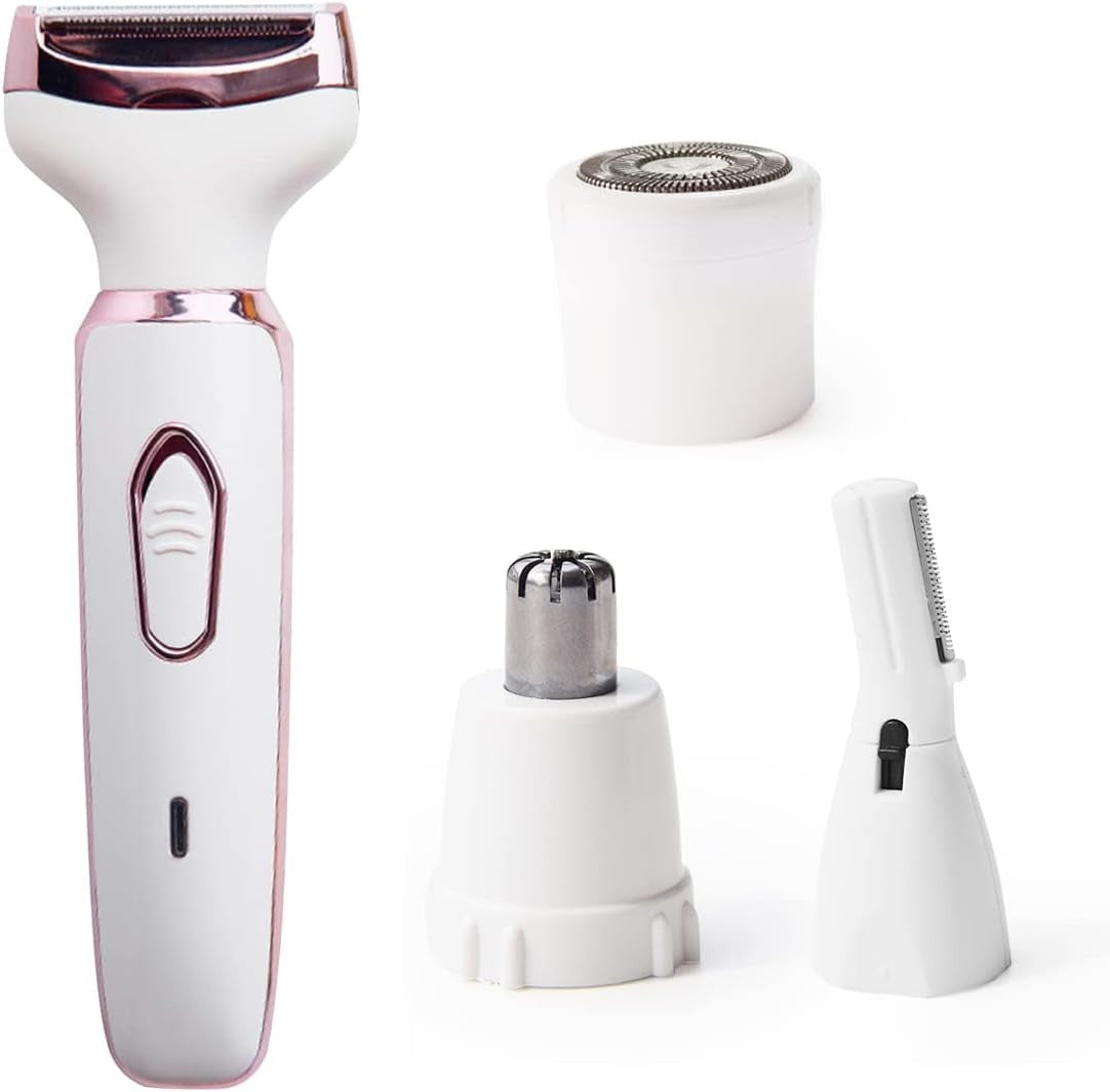 Rechargeable Waterproof Women's Electric Razor with USB Charging - 4-in-1 Grooming Device