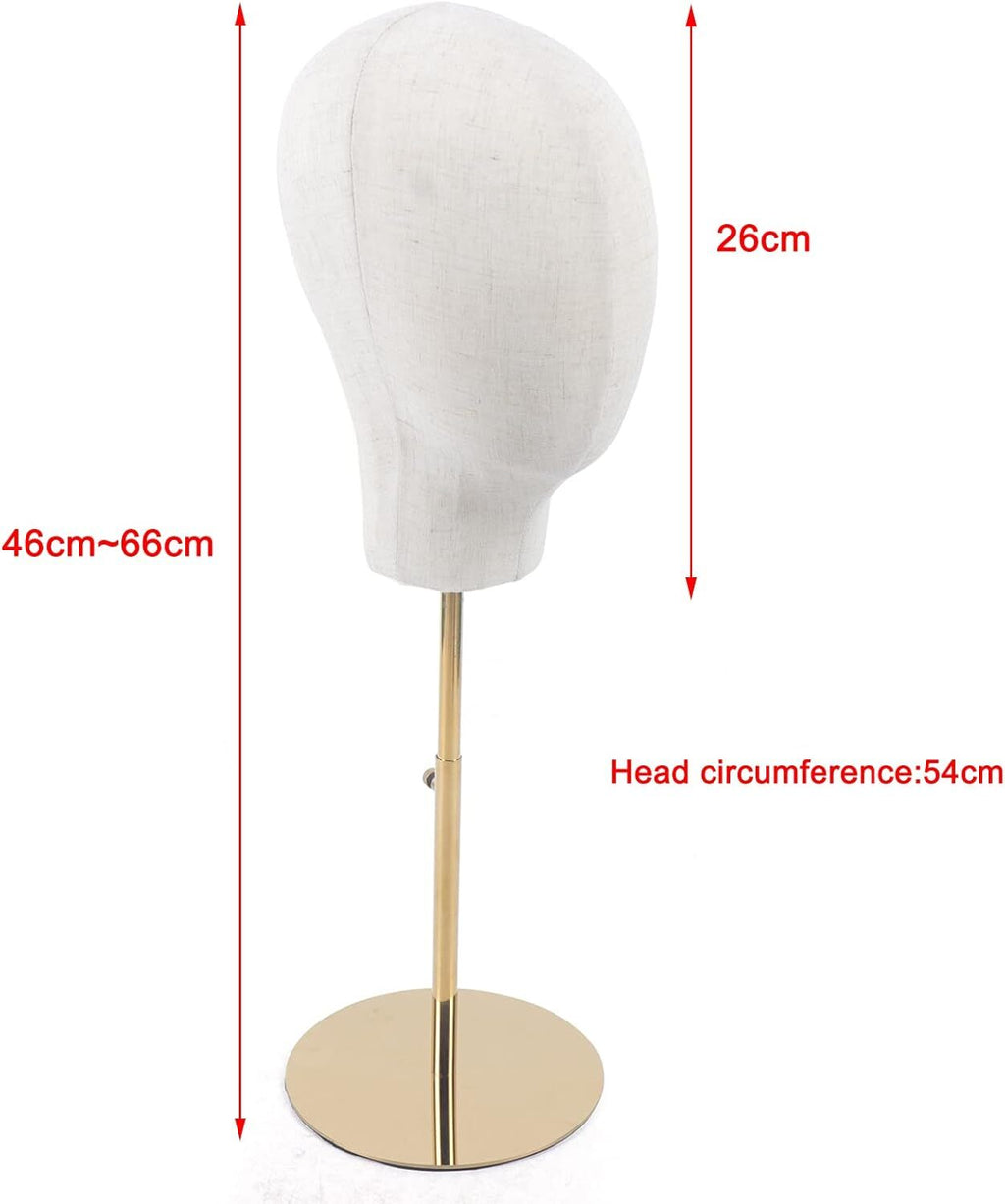 Adjustable Mannequin Head for Wig and Hat Display, 18-26 Inch Height, Metal Stand
