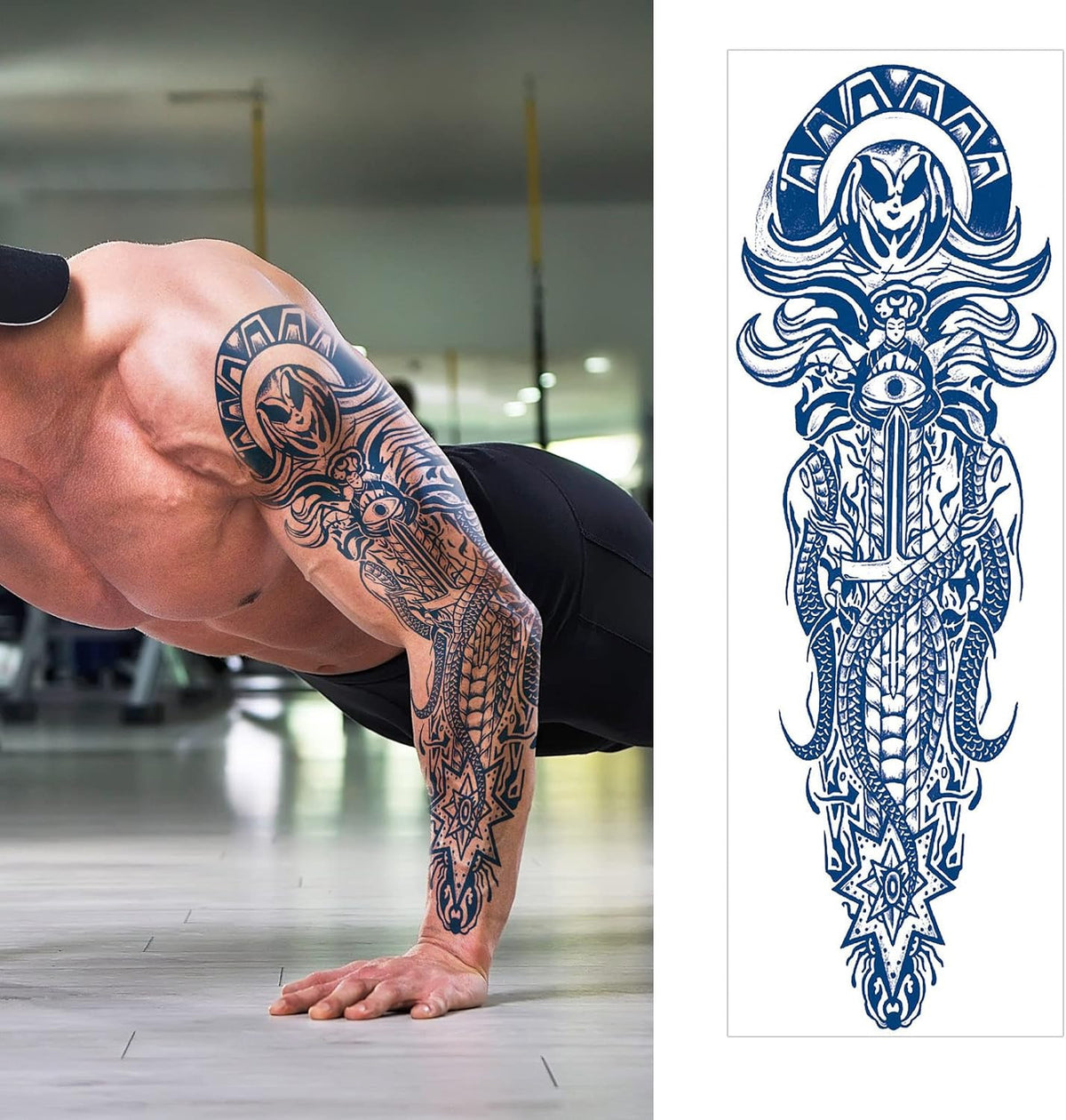 Semi-Permanent Full Arm Tattoo Sleeves for Men and Women - Realistic Fake Temporary Tattoos