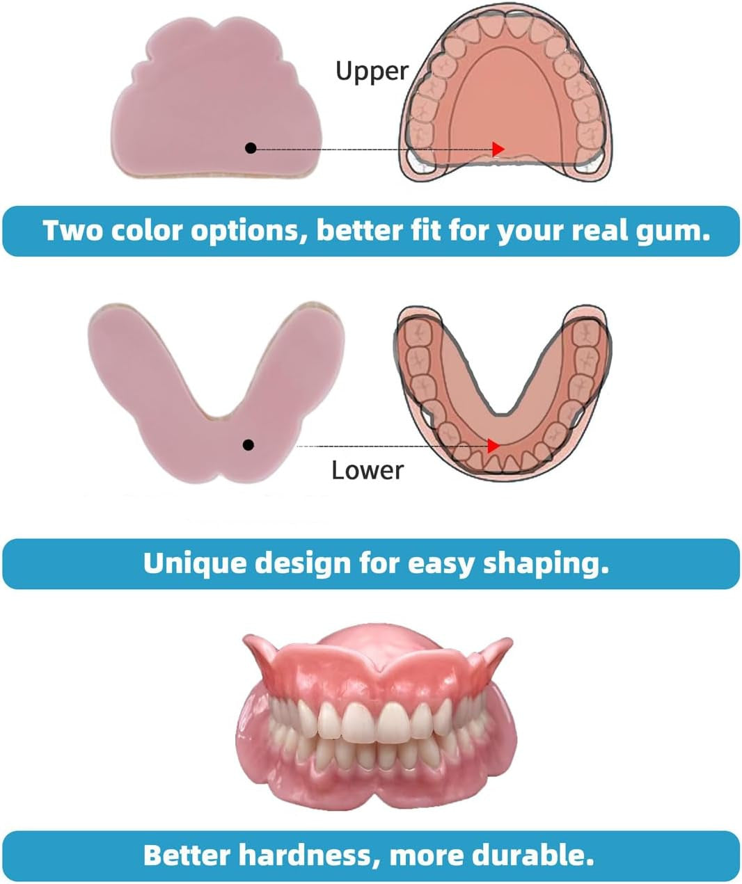 DIY Denture Kit with Impression - 2 Sets of Custom False Teeth