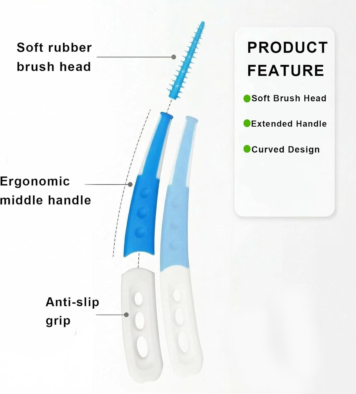 Disposable Dental Picks for Teeth Cleaning - 96 Pack Flossers with Curved Brush Head