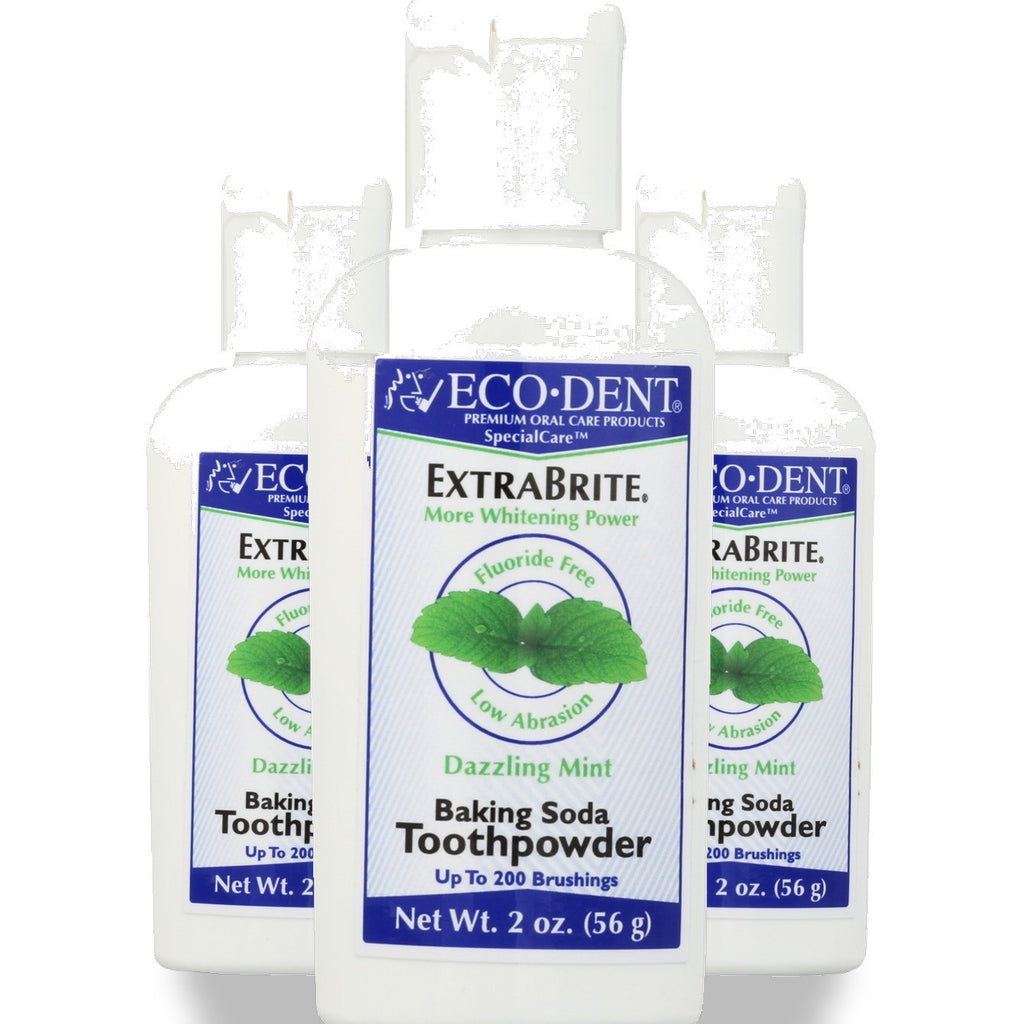 Eco Dent Extrabrite Baking Soda Toothpowder 2 Oz Dazzling Mint 3 Pack