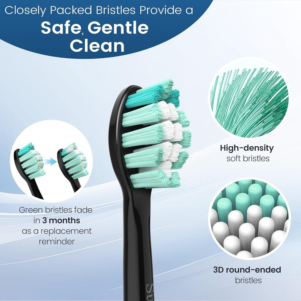 Black Replacement Toothbrush Heads for Philips Sonicare Click-On - 8 Pack