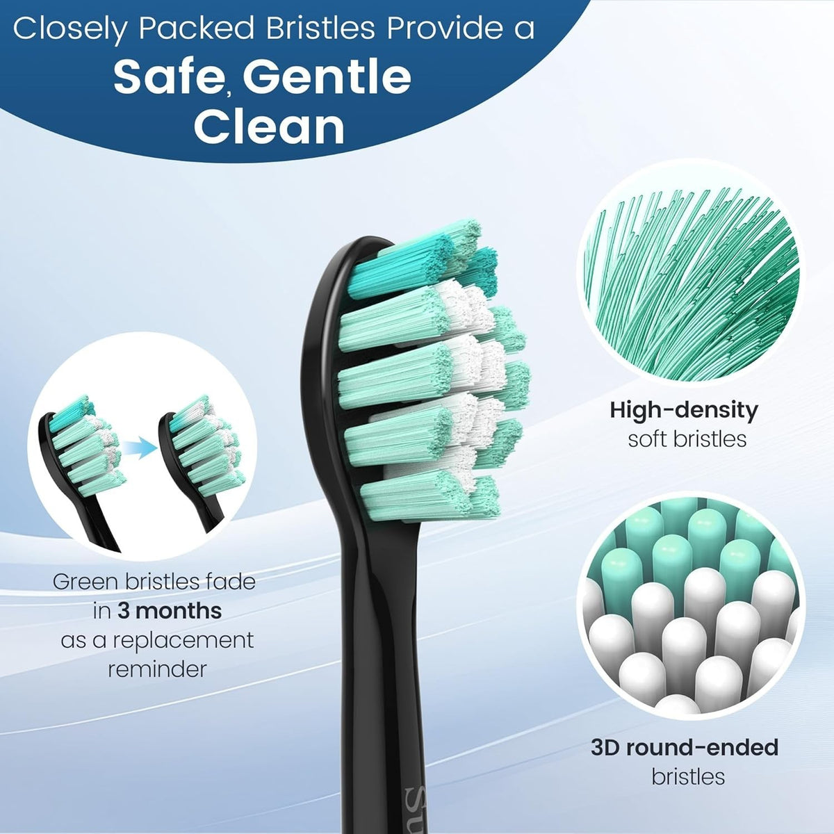 Black Replacement Toothbrush Heads for Philips Sonicare Click-On - 8 Pack