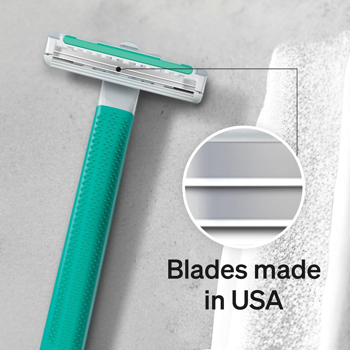 Disposable Razor for Sensitive Skin - 10 Multicolor Blades & Handle