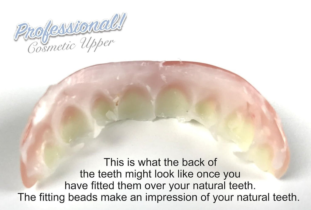 Custom Cosmetic Upper Teeth Set - Stain-Resistant, Home Fitting Included