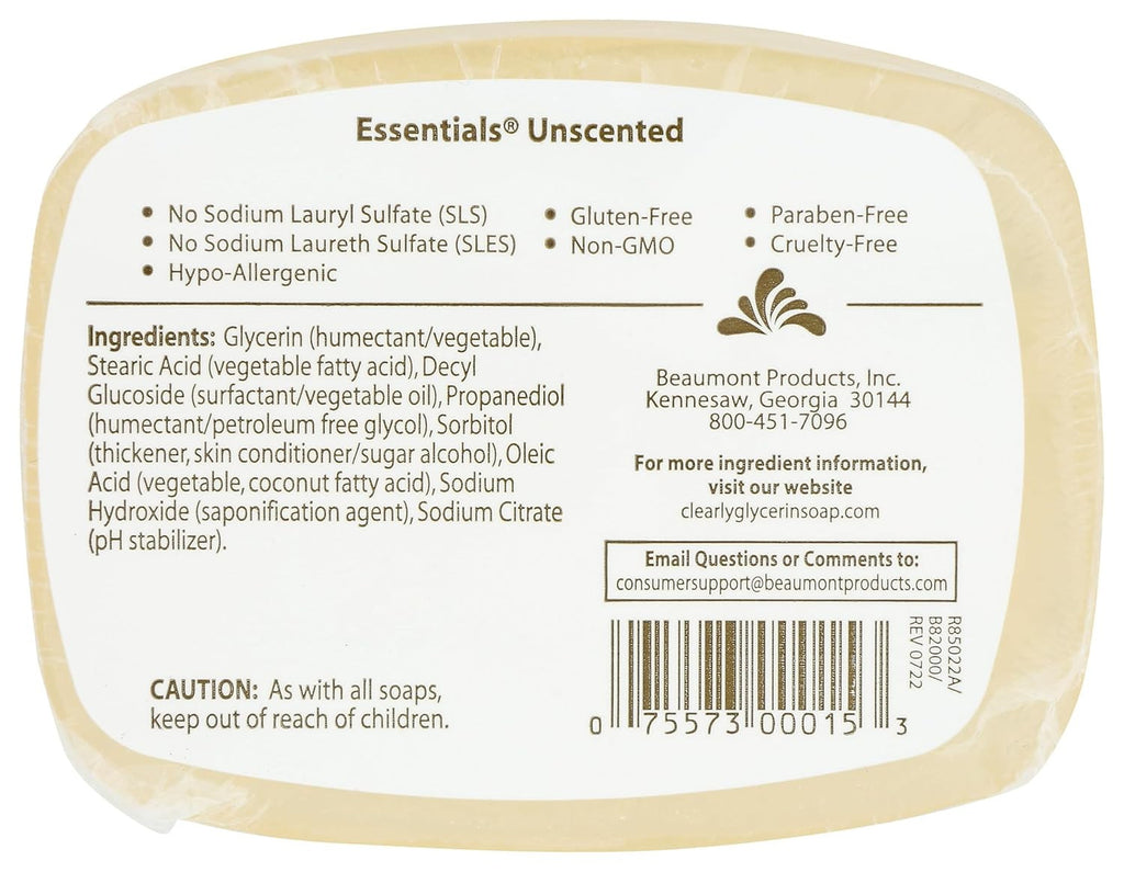 Unscented Glycerine Soap Bar - 4 oz Natural Skin Care