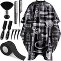 10-in-1 Barber Hair Cutting Cape Set with Neck Duster Brush & Clips