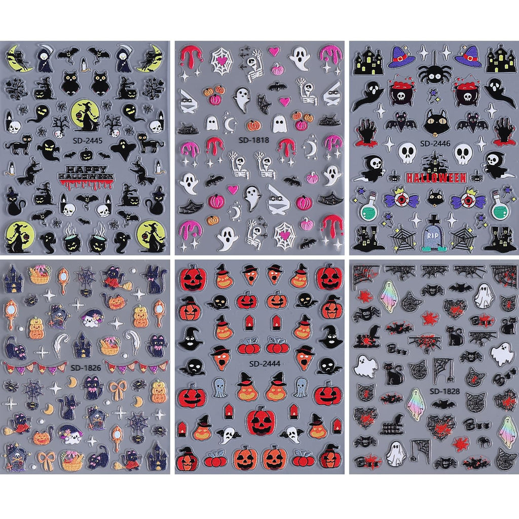 Halloween Nail Stickers 5D Embossed Decals - Spooky Nail Art Designs
