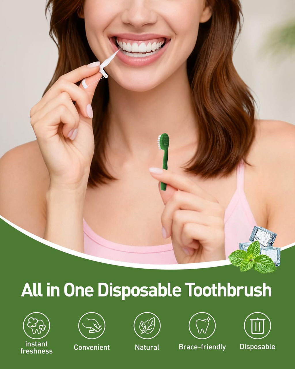 Disposable Travel Toothbrush Set with Toothpaste Floss and Scraper - 12 Pack