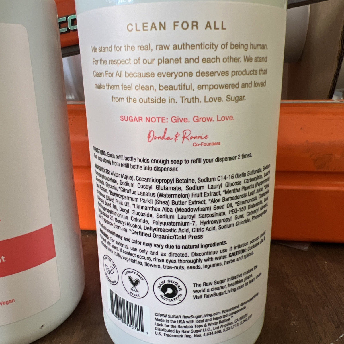 Raw Sugar Moisture Loving Hand Wash Refill Watermelon Mint 34oz Lot 2
