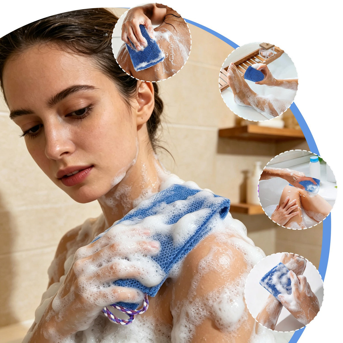 African Exfoliating Shower Net - 3 Pack Back Scrubber Towels for Deep Skin Cleansing