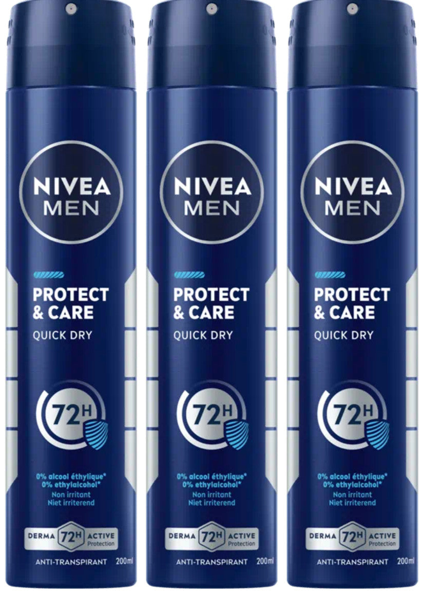 Men's Anti-Perspirant Deodorant Spray 3-Pack, 72H Protection, Quick Dry, Alcohol-Free