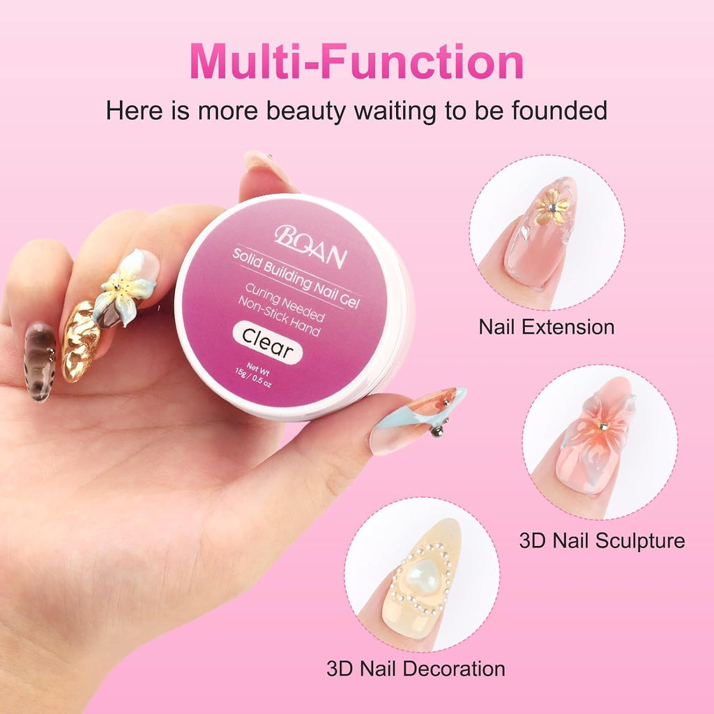 3D Nail Sculpting Gel Kit for Nail Art & Extensions - White & Clear
