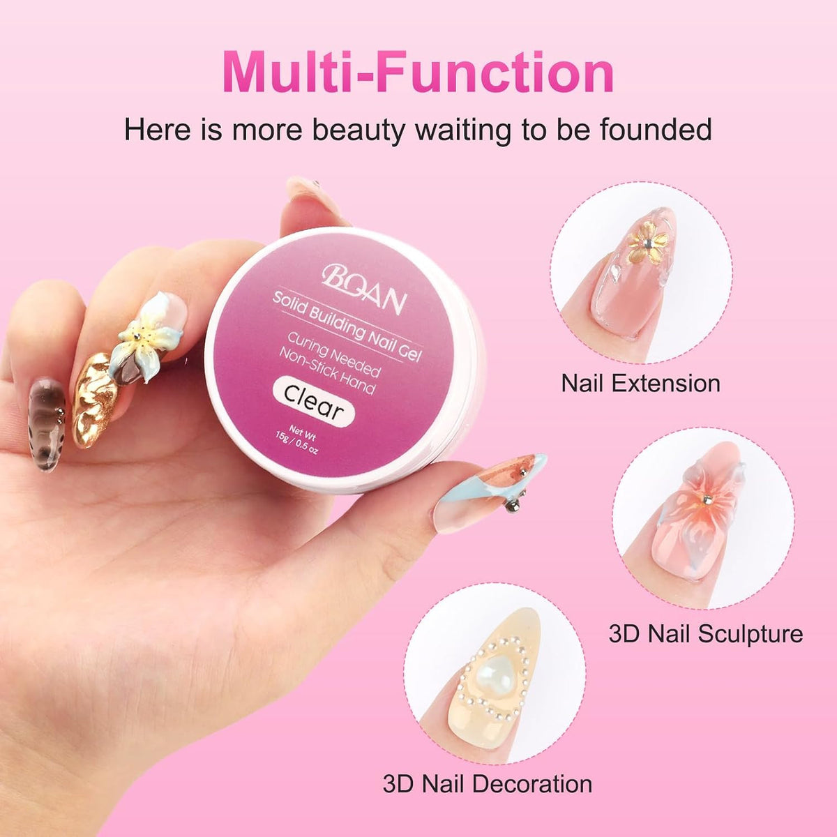 3D Nail Sculpting Gel Kit for Nail Art & Extensions - White & Clear