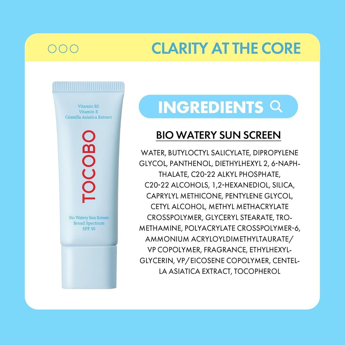 Tocobo Bio Watery SPF50+ Sun Cream - Hydrating Korean Sunscreen for Sensitive Skin