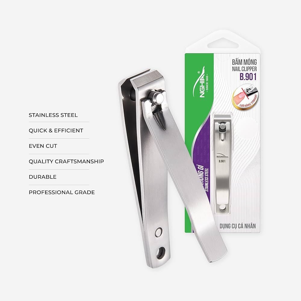 Large Straight Blade Stainless Steel Nail Clippers Pack of 4 - Precise & Durable