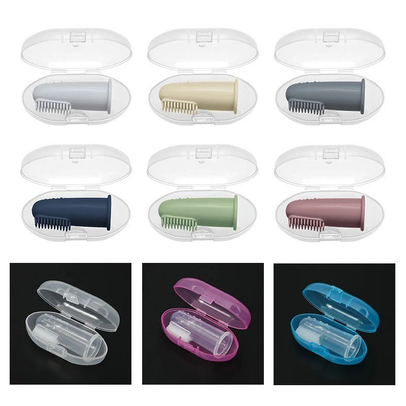 Baby Silicone Finger Toothbrush BPA Free Soft Infant Gum and Teeth Cleaner