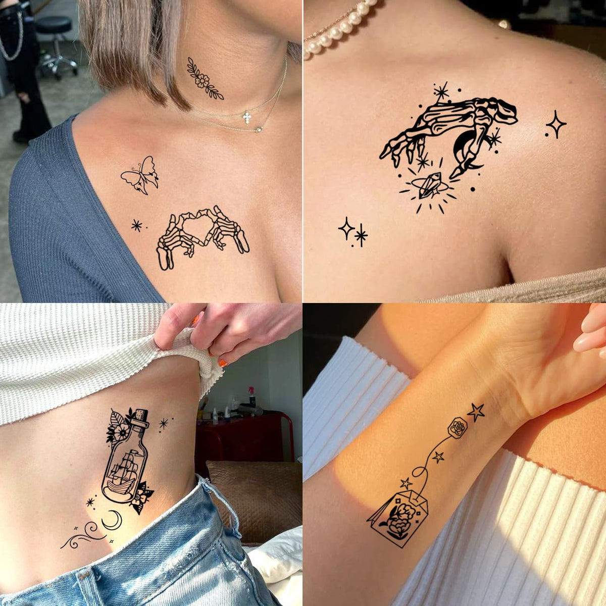 56 Sheets Temporary Tattoos for Adults – Mixed Designs, Waterproof & Easy Peel