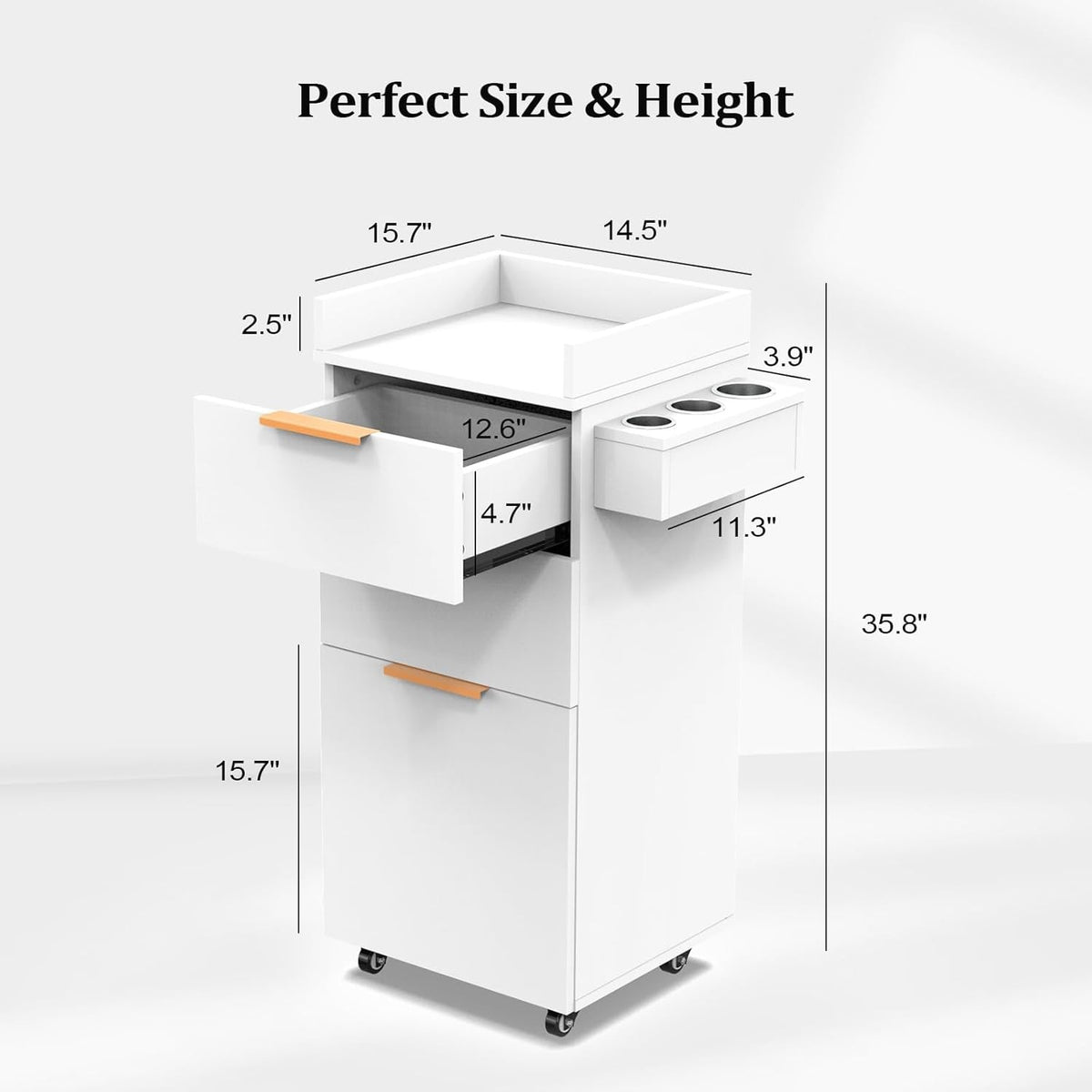 Salon Trolley Storage Cart with Drawers and Adjustable Shelf for Hair Stylist