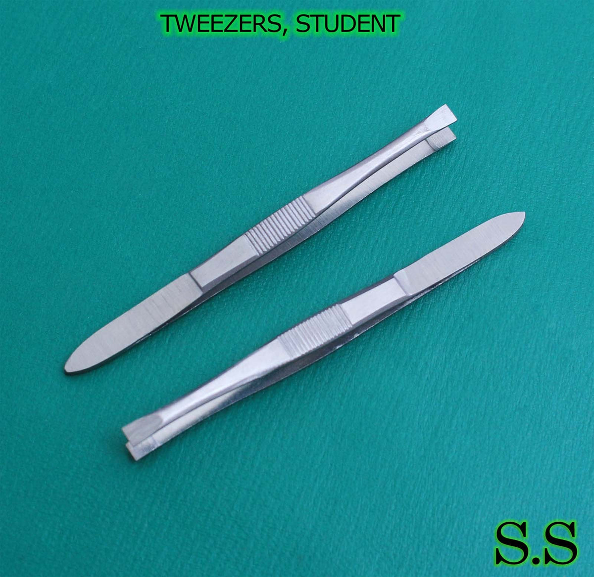 2 Pcs Student Blunt Tip Tweezers - 3.5 Inch Nickel Finish