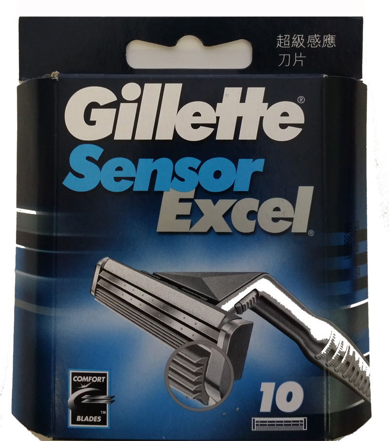Gillette Sensor Excel Razor Blade Refills - 10 Cartridges for Sensitive Shaving