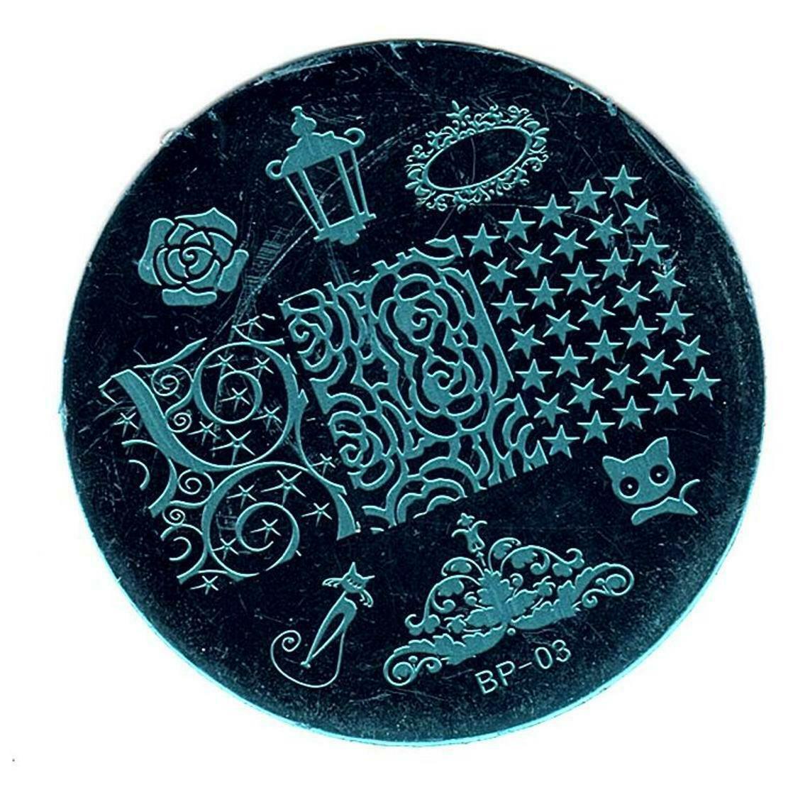 Nail Art Stamping Plate Black Cat Rose Theme for Manicure BP 03