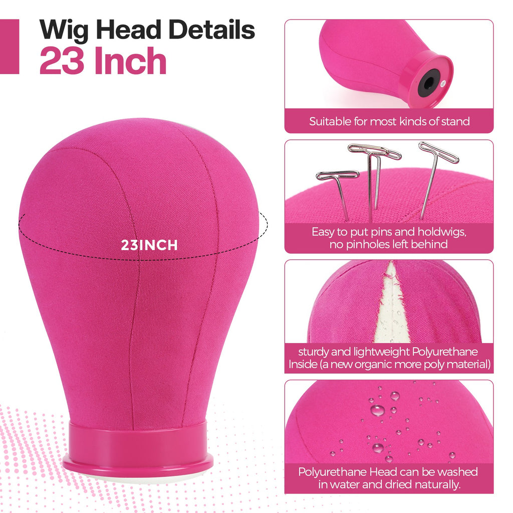 23-Inch Mannequin Wig Head Display with Stand for Hair Styling and Weaves