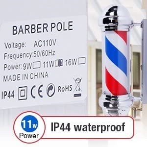 Rotating LED Barber Pole Light for Barbershop Signage - Red White Blue