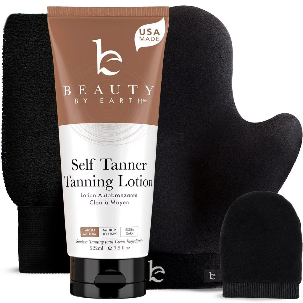 Organic Self Tanner Lotion Kit for Face & Body - Streak-Free Glow