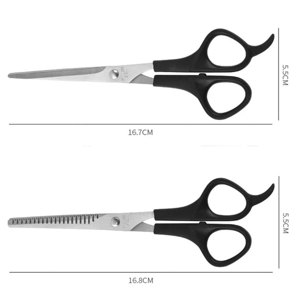 6.7 Inch Stainless Steel Hair Cutting Shears Set with Thinning Scissors and Comb