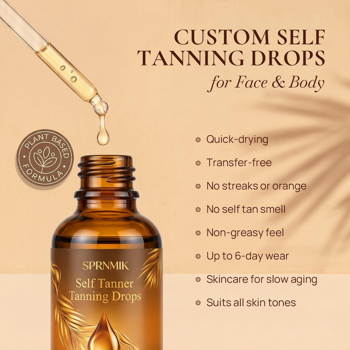 Self Tanning Drops for Face & Body - Natural Glow, Hydrating & Safe